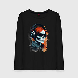 Женский лонгслив Grunge redhead girl skull