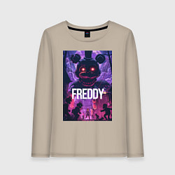 Лонгслив хлопковый женский Freddy - мишка Фредди, цвет: миндальный