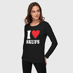 Лонгслив хлопковый женский I love - skufs, цвет: черный — фото 2