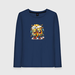 Лонгслив хлопковый женский Живи на полную катушку, цвет: тёмно-синий
