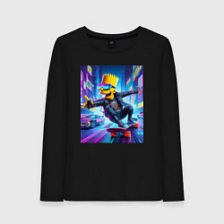 Женский лонгслив Барт Симпсон на скейтборде - нейросеть