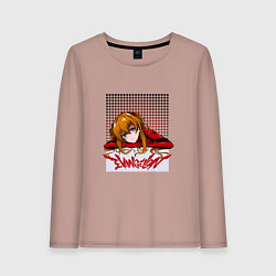 Лонгслив хлопковый женский Аска Евангелион, цвет: пыльно-розовый