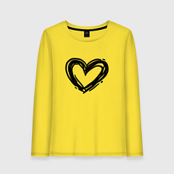 Лонгслив хлопковый женский Черное сердце, цвет: желтый
