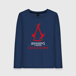 Лонгслив хлопковый женский Assassins creed shadows logo, цвет: тёмно-синий