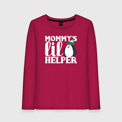 Лонгслив хлопковый женский Маленький мамин помощник, цвет: маджента
