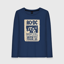 Лонгслив хлопковый женский ACDC винтажный постер, цвет: тёмно-синий