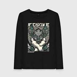Лонгслив хлопковый женский Клинок, рассекающий демонов - Инозука, цвет: черный