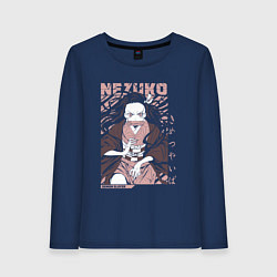 Лонгслив хлопковый женский Demon slayer Nezuko pinck, цвет: тёмно-синий