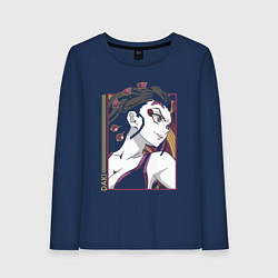 Лонгслив хлопковый женский Клинок рассекающий демонов Даки демон, цвет: тёмно-синий