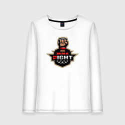 Лонгслив хлопковый женский MMA fight night, цвет: белый