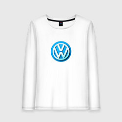 Лонгслив хлопковый женский Volkswagen logo blue, цвет: белый