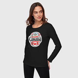 Лонгслив хлопковый женский Canada country, цвет: черный — фото 2