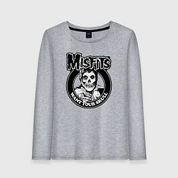 Лонгслив хлопковый женский Misfits want your skull, цвет: меланж