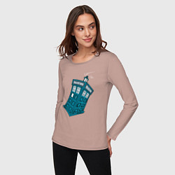 Лонгслив хлопковый женский Adventure tardis, цвет: пыльно-розовый — фото 2