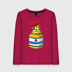 Лонгслив хлопковый женский Попугай антидепрессант, цвет: маджента