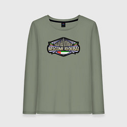Лонгслив хлопковый женский Добро пожаловать в Дубай, цвет: авокадо