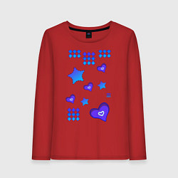 Лонгслив хлопковый женский Фигурный рисунок, цвет: красный