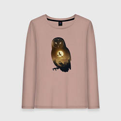 Лонгслив хлопковый женский Лунная совушка, цвет: пыльно-розовый
