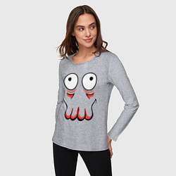 Лонгслив хлопковый женский John Zoidberg Face, цвет: меланж — фото 2