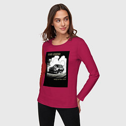 Лонгслив хлопковый женский Японский корч, цвет: маджента — фото 2