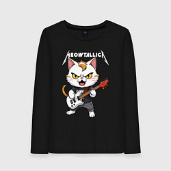 Лонгслив хлопковый женский Meowtallica rock, цвет: черный