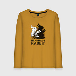 Лонгслив хлопковый женский Кролик ручной работы, цвет: горчичный