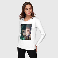 Лонгслив хлопковый женский Монолог фармацевта Маомао коллаж, цвет: белый — фото 2