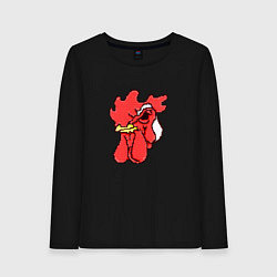 Лонгслив хлопковый женский Хотлайн Майами - маска петуха, цвет: черный