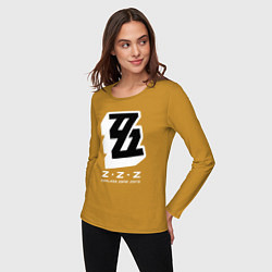 Лонгслив хлопковый женский Zenless zone zero лого, цвет: горчичный — фото 2