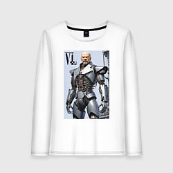 Лонгслив хлопковый женский Vladimir Lenin - cyberpunk fantasy, цвет: белый
