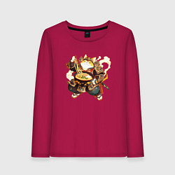 Женский лонгслив Кот самурай и лапша