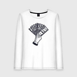 Женский лонгслив Доллары в руке