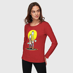 Лонгслив хлопковый женский Чудики, цвет: красный — фото 2