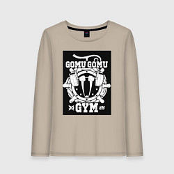 Лонгслив хлопковый женский Ван-Пис Луффи Монки Д плод, цвет: миндальный