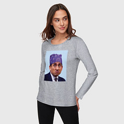 Лонгслив хлопковый женский Michael Scott - Prison mike the office meme, цвет: меланж — фото 2