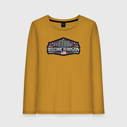 Лонгслив хлопковый женский Добро пожаловать в Бостон, цвет: горчичный