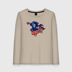 Лонгслив хлопковый женский Смерть скейтер, цвет: миндальный