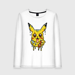 Лонгслив хлопковый женский Пикачу маленький желтый монстр, цвет: белый