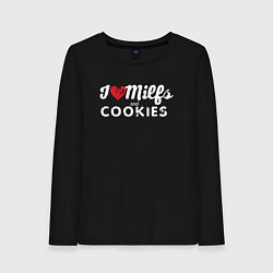 Лонгслив хлопковый женский Milf and cookies милфа, цвет: черный