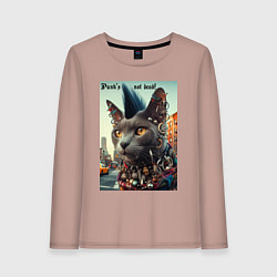 Женский лонгслив Уличный кот панк музыкант - нейросеть