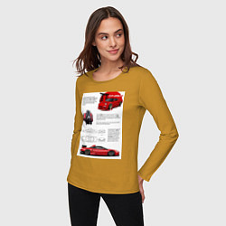 Лонгслив хлопковый женский Honda nsx, цвет: горчичный — фото 2