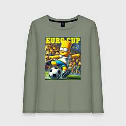 Лонгслив хлопковый женский Euro cup - Bart Simpson, цвет: авокадо