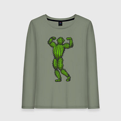 Лонгслив хлопковый женский Кактус спортсмен, цвет: авокадо