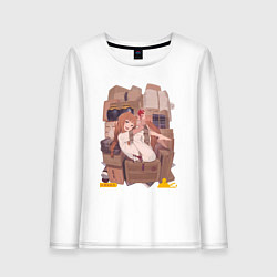 Лонгслив хлопковый женский Волчица и пряности Холо арт, цвет: белый
