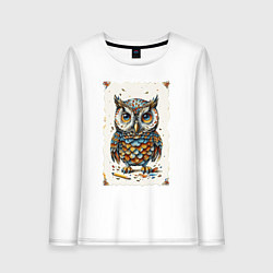 Лонгслив хлопковый женский Сова, цвет: белый
