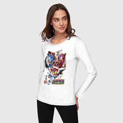 Лонгслив хлопковый женский Samurai pizza cats, цвет: белый — фото 2