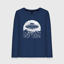 Лонгслив хлопковый женский Неопознанный объект, цвет: тёмно-синий