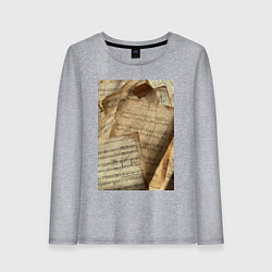 Женский лонгслив Листы с нотами