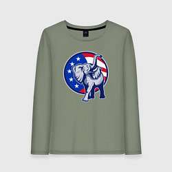 Лонгслив хлопковый женский USA elephant, цвет: авокадо