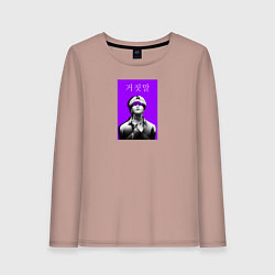 Лонгслив хлопковый женский Чимин ленты, цвет: пыльно-розовый